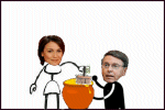 Jemandem Honig ums Maul schmieren *